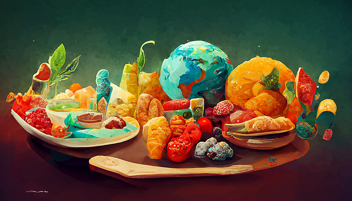 JPG 해외이미지 음식 과일 일러스트 요리 사람없음 축제 풀잎 플레이팅 해외202310 해외일러스트 잎 풀_식물 상차림 파일형식