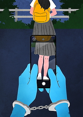 전신 PSD 손 여학생 여자 일러스트 청소년 한명 들기 신체부위 스마트폰 울타리 치마 하반신 풀 범죄 범죄인 수갑 도촬 몰래카메라 십대여자한명만 불법촬영 국내일러스트 식물 1 학생 모션 하의 사람 핸드폰 스마트기기 담장 카메라 여자한명만 십대여자만 파일형식