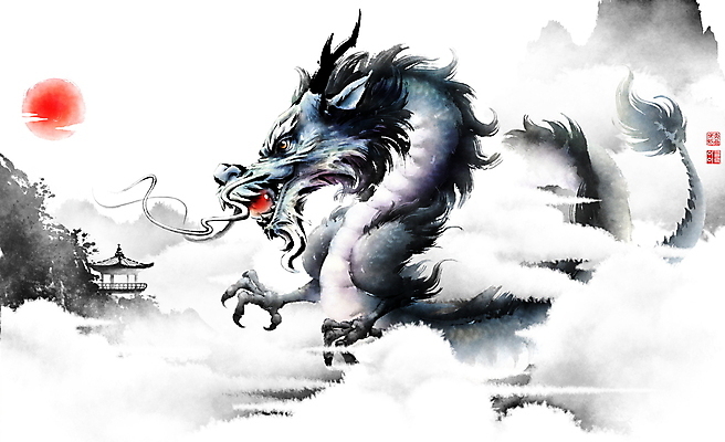 PSD 구름 일러스트 붓터치 산 사람없음 태양 일출 안개 물기 구슬 동양화 정자 번짐 낙관 여의주 청룡 갑진년 국내일러스트 자연요소 건축물 모션 날씨 미술 노을 용 파일형식 2024년 효과 사방신