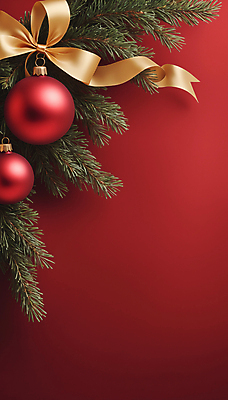 JPG 편집이미지 리본 크리스마스 사람없음 빨간색 디지털합성 솔잎 오너먼트 카피스페이스 편집실사 AI포토 AI콘텐츠 기념일 컬러 잎 크리스마스장식 공백 CG 파일형식