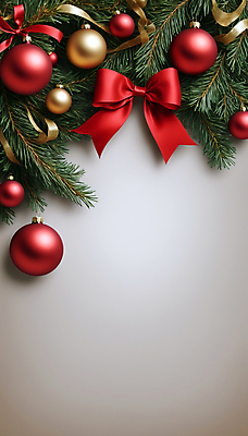 JPG 편집이미지 리본 크리스마스 사람없음 흰색 디지털합성 솔잎 오너먼트 카피스페이스 편집실사 AI포토 AI콘텐츠 기념일 컬러 잎 크리스마스장식 공백 CG 파일형식