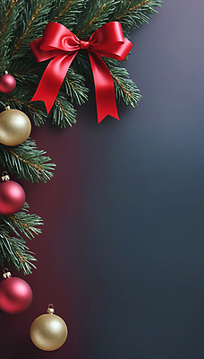 JPG 편집이미지 리본 크리스마스 사람없음 남색 디지털합성 솔잎 오너먼트 카피스페이스 편집실사 AI포토 AI콘텐츠 기념일 컬러 잎 크리스마스장식 공백 CG 파일형식