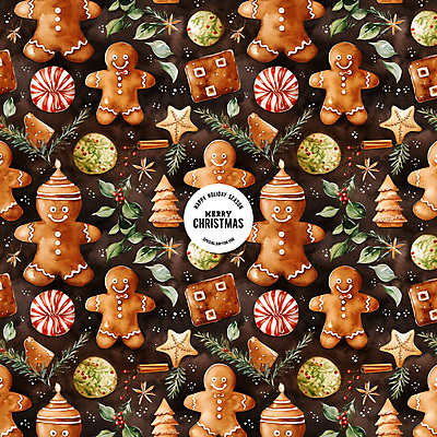 PSD 편집이미지 백그라운드 잎 크리스마스 패턴 수채화 사람없음 갈색 진저맨 진저쿠키 이미지편집 식물 기념일 컬러 무늬 쿠키 파일형식