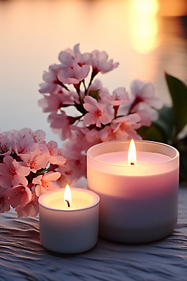 JPG 편집이미지 꽃 촛불 사람없음 오브젝트 향기 아로마 향초 편집실사 AI포토 AI콘텐츠 식물 초 CG 냄새 파일형식