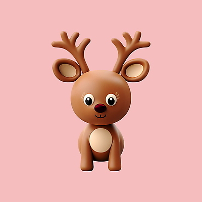 PSD 아이콘 크리스마스 겨울 사람없음 3D아이콘 갈색 3D 루돌프 빨간코 디지털합성 계절 기념일 컬러 사슴 파일형식