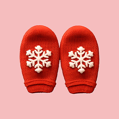 PSD 아이콘 크리스마스 겨울 사람없음 빨간색 3D아이콘 3D 눈송이 뜨개질 디지털합성 털장갑 계절 기념일 컬러 장갑 눈_날씨 취미 파일형식