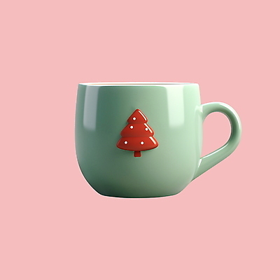 PSD 아이콘 크리스마스 겨울 사람없음 연두색 3D아이콘 3D 머그컵 디지털합성 트리모양 모양 계절 기념일 컵 초록색 크리스마스트리 파일형식
