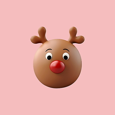 PSD 아이콘 얼굴 크리스마스 겨울 사람없음 3D아이콘 갈색 3D 루돌프 빨간코 디지털합성 계절 기념일 컬러 사슴 신체부위 파일형식