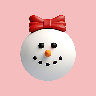 PSD 아이콘 리본 얼굴 크리스마스 겨울 눈사람 사람없음 3D아이콘 3D 흰색 디지털합성 계절 기념일 컬러 신체부위 파일형식