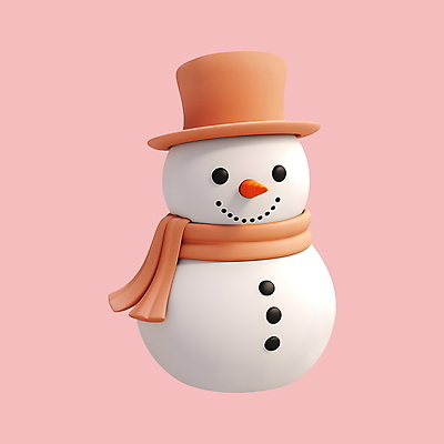 PSD 아이콘 모자 크리스마스 겨울 눈사람 단추 사람없음 3D아이콘 3D 주황색 목도리 흰색 디지털합성 잡화 계절 기념일 컬러 파일형식