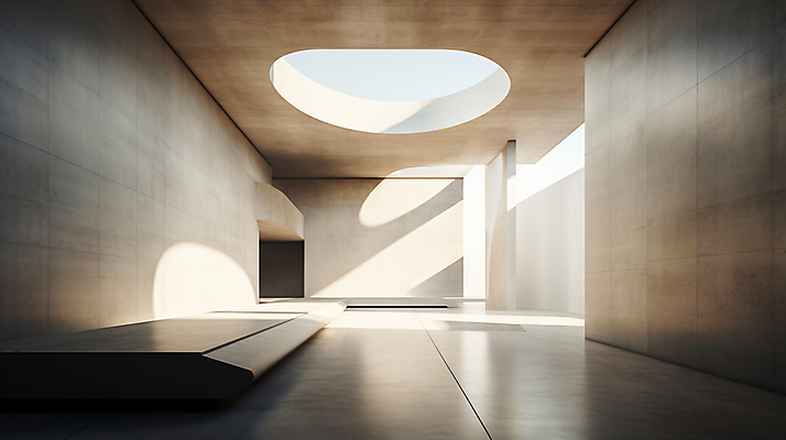 JPG 편집이미지 건축 백그라운드 사람없음 인테리어 햇빛 공간 미술관 전시회 디지털합성 모던 박물관 비어있는 편집실사 AI포토 AI콘텐츠 디자인 태양 전시 CG 파일형식