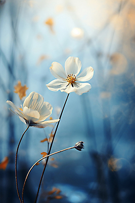 JPG 편집이미지 꽃 백그라운드 겨울 자연 사람없음 파란색 나뭇가지 디지털합성 편집실사 AI포토 AI콘텐츠 나무 식물 계절 컬러 CG 생태계 파일형식