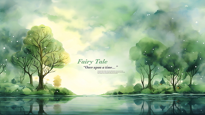 PSD 나무 편집이미지 호수 상상 자연 동화 수채화 사람없음 초록색 판타지 풀 숲 디지털합성 번짐 몽환 편집소스 이미지편집 식물 컬러 컨셉 생태계 파일형식 효과