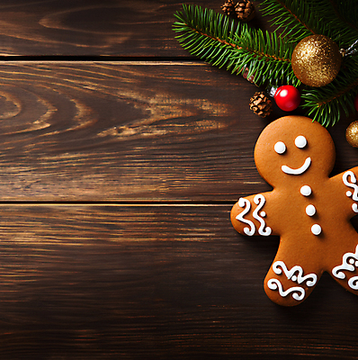 JPG 편집이미지 열매 겨울 사람없음 하이앵글 갈색 솔잎 진저맨 진저쿠키 오너먼트 카피스페이스 편집실사 AI포토 AI콘텐츠 식물 계절 뷰포인트 컬러 잎 크리스마스장식 쿠키 공백 CG 파일형식