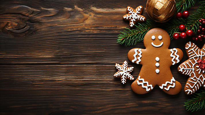 JPG 편집이미지 열매 겨울 사람없음 하이앵글 갈색 눈송이 솔잎 진저맨 진저쿠키 오너먼트 카피스페이스 편집실사 AI포토 AI콘텐츠 식물 계절 뷰포인트 컬러 잎 크리스마스장식 눈_날씨 쿠키 공백 CG 파일형식