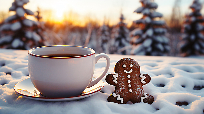 JPG 편집이미지 커피 겨울 사람없음 눈 커피잔 블러효과 진저맨 진저쿠키 눈덮임 편집실사 AI포토 AI콘텐츠 자연요소 계절 음료 컨셉 날씨 잔 쿠키 CG 블러 파일형식 효과