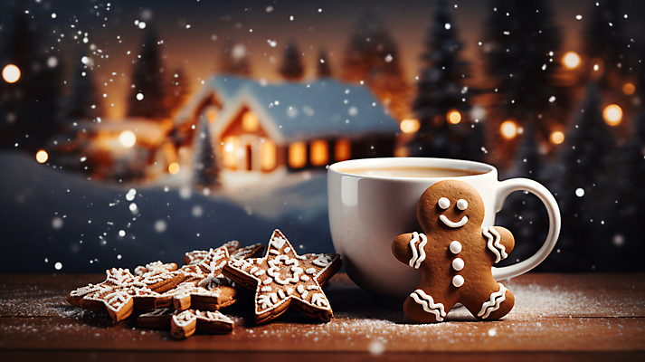 JPG 편집이미지 커피 겨울 사람없음 눈송이 커피잔 보케 나무탁자 블러효과 진저맨 눈내림 진저쿠키 편집실사 AI포토 AI콘텐츠 계절 음료 탁자 잔 눈_날씨 쿠키 CG 블러 파일형식 효과