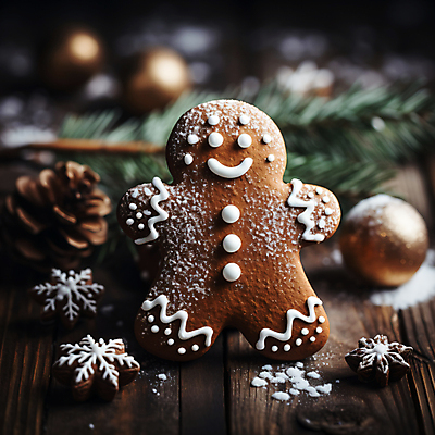 JPG 편집이미지 겨울 사람없음 눈송이 솔방울 나무탁자 블러효과 진저맨 진저쿠키 편집실사 AI포토 AI콘텐츠 계절 탁자 눈_날씨 쿠키 CG 블러 파일형식 효과