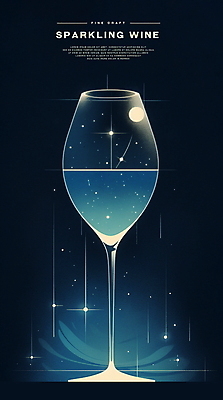 PSD 디자인 포스터 와인잔 일러스트 사람없음 파란색 빛 반짝임 와인 스파클링와인 미니멀 국내일러스트 컬러 술잔 모션 주류 탄산 파일형식
