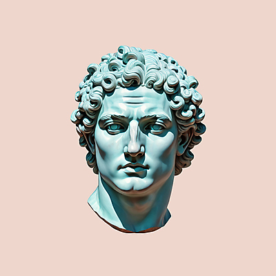 JPG 편집이미지 분홍색 사람없음 조각상 오브젝트 석상 예술품 인물조각상 두상 민트색 석고 이미지편집 편집실사 AI컴퓨터그래픽 AI콘텐츠 컬러 조형물 머리 CG 파일형식