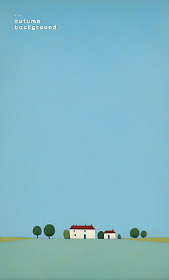 PSD 나무 하늘색 일러스트 자연 주택 풍경 사람없음 가을 그림 유화 카피스페이스 미니멀 국내일러스트 식물 계절 미술 건물 파란색 공백 생태계 파일형식