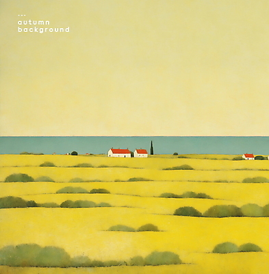 PSD 백그라운드 일러스트 자연 주택 풍경 초원 사람없음 노란색 가을 풀 그림 유화 미니멀 국내일러스트 식물 계절 컬러 미술 건물 생태계 파일형식