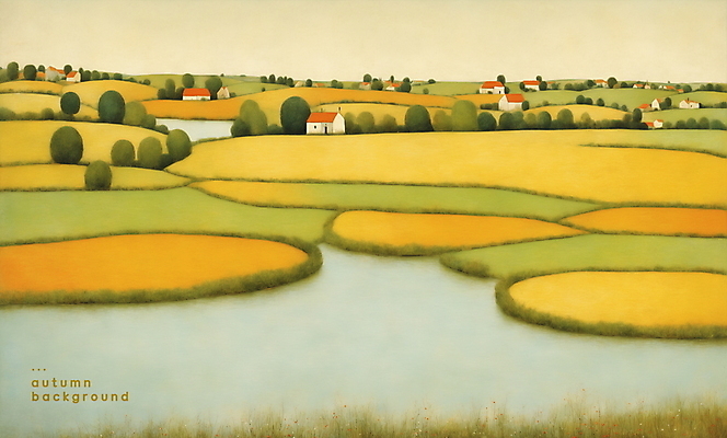 PSD 나무 호수 백그라운드 일러스트 자연 주택 풍경 사람없음 노란색 가을 풀 그림 유화 미니멀 국내일러스트 식물 계절 컬러 미술 건물 생태계 파일형식