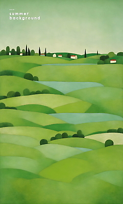 PSD 나무 백그라운드 일러스트 자연 주택 풍경 사람없음 초록색 여름 언덕 그림 유화 미니멀 국내일러스트 식물 계절 컬러 미술 건물 생태계 파일형식