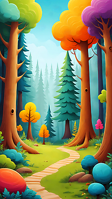 JPG 나무 백그라운드 일러스트 자연 사람없음 풀 숲속 오솔길 디지털합성 편집소스 국내일러스트 AI일러스트 AI콘텐츠 식물 길 숲 생태계 파일형식