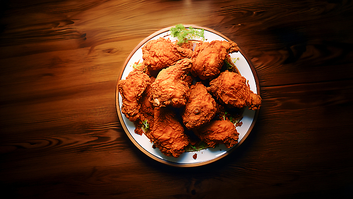 JPG 편집이미지 사람없음 하이앵글 치킨 프라이드치킨 닭고기 튀김 허브 닭고기요리 편집실사 AI포토 AI콘텐츠 식물 음식 뷰포인트 육류 CG 파일형식