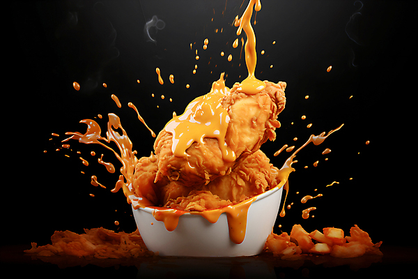 JPG 편집이미지 그릇 사람없음 치킨 프라이드치킨 닭고기 튀김 소스 떨어짐 닭고기요리 스플래쉬 편집실사 AI포토 AI콘텐츠 식기 음식 컨셉 육류 양념 CG 파일형식