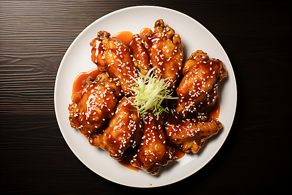 JPG 편집이미지 사람없음 하이앵글 치킨 양념치킨 닭고기 튀김 파 닭고기요리 편집실사 AI포토 AI콘텐츠 음식 뷰포인트 채소 육류 CG 파일형식