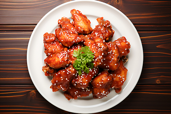 JPG 편집이미지 파슬리 사람없음 하이앵글 치킨 양념치킨 닭고기 튀김 닭고기요리 편집실사 AI포토 AI콘텐츠 음식 뷰포인트 채소 육류 CG 파일형식