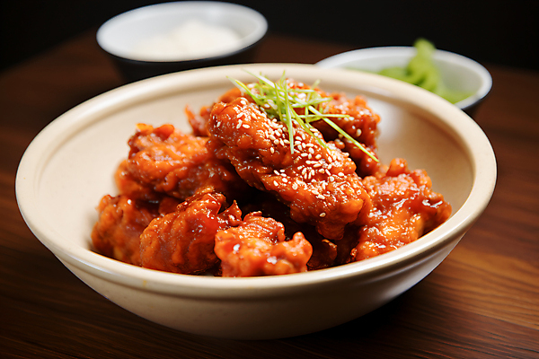 JPG 편집이미지 그릇 사람없음 치킨 양념치킨 닭고기 튀김 담기 닭고기요리 편집실사 AI포토 AI콘텐츠 식기 음식 모션 육류 CG 파일형식