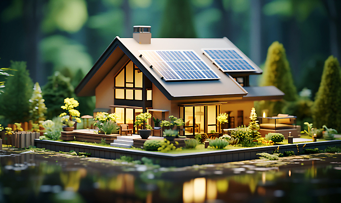 JPG 편집이미지 백그라운드 주택 잔디 사람없음 풀 그린에너지 에코 친환경 집열판 편집실사 AI컴퓨터그래픽 AI콘텐츠 식물 건물 환경 에너지 CG 태양에너지 파일형식