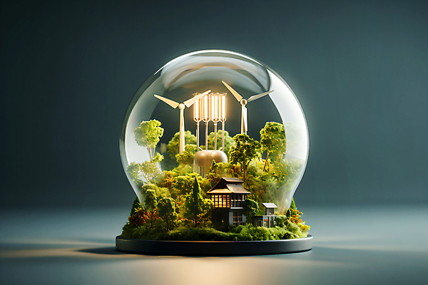 JPG 나무 편집이미지 백그라운드 주택 잔디 사람없음 빛 풀 그린에너지 에코 친환경 집열판 풍력기 스노글로브 편집실사 AI컴퓨터그래픽 AI콘텐츠 식물 건물 장식 환경 에너지 풍력에너지 CG 태양에너지 파일형식