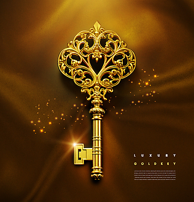 PSD 편집이미지 문양 열쇠 사람없음 빛 반짝임 금색 고급 실크 황금열쇠 이미지편집 컬러 컨셉 모션 직물 파일형식