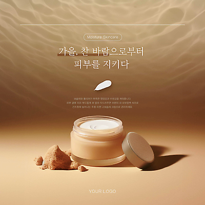 템플릿 물결 사람없음 갈색 화장품 가을 돌_바위 피부관리 스킨케어 수분크림 수분케어 이미지템플릿 AI파일 계절 컬러 관리 뷰티 파일형식 벡터