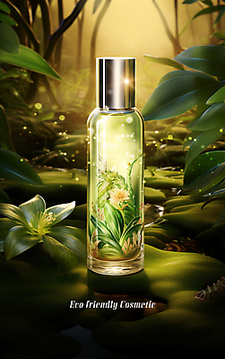 PSD 편집이미지 꽃 잎 자연 사람없음 반짝임 화장품 숲 에코 친환경 공병 천연화장품 이미지편집 식물 모션 뷰티 환경 생태계 병_담는 파일형식