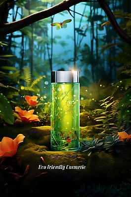 PSD 편집이미지 꽃 나비 자연 사람없음 반짝임 화장품 나뭇가지 풀 숲 에코 친환경 공병 천연화장품 이미지편집 나무 식물 곤충 모션 뷰티 환경 생태계 병_담는 파일형식