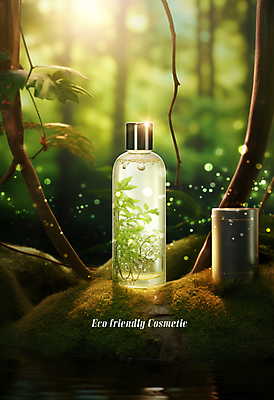 PSD 편집이미지 자연 사람없음 반짝임 햇빛 화장품 나뭇가지 풀 숲 에코 친환경 공병 천연화장품 이미지편집 나무 식물 모션 태양 뷰티 환경 생태계 병_담는 파일형식