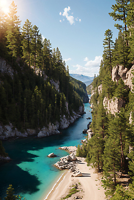 JPG 나무 구름 편집이미지 자연 하늘 산 풍경 사람없음 물 강 모래사장 햇빛 맑음 바위 숲 비경 편집실사 AI포토 AI콘텐츠 자연요소 식물 바다 날씨 태양 돌_바위 CG 생태계 파일형식