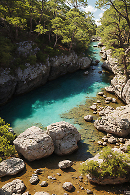JPG 나무 구름 편집이미지 자연 하늘 풍경 사람없음 물 강 계곡 바위 풀 숲 비경 편집실사 AI포토 AI콘텐츠 자연요소 식물 돌_바위 CG 생태계 파일형식