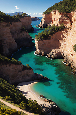 JPG 구름 편집이미지 바다 자연 하늘 풍경 사람없음 물 모래사장 해초 숲 비경 절벽바위 편집실사 AI포토 AI콘텐츠 자연요소 바위_돌 해조류 CG 생태계 파일형식
