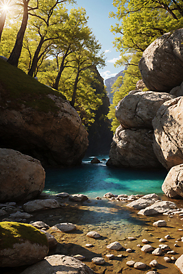 JPG 나무 구름 편집이미지 자연 하늘 풍경 사람없음 물 강 계곡 바위 숲 비경 편집실사 AI포토 AI콘텐츠 자연요소 식물 돌_바위 CG 생태계 파일형식