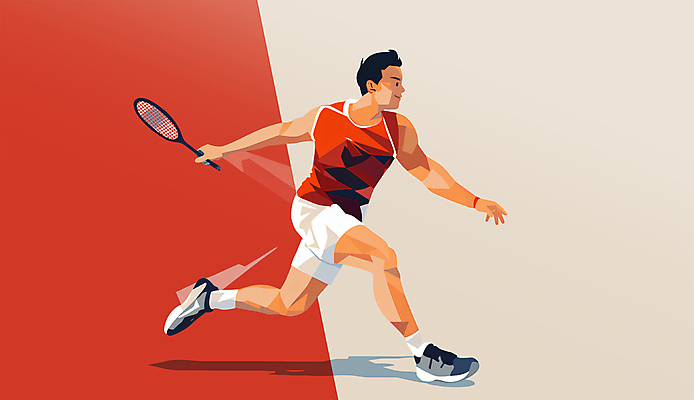 전신 PSD 남자 스포츠 일러스트 한명 성인 빨간색 운동복 달리기 운동 잡기 배드민턴라켓 배드민턴 배드민턴선수 성인남자한명만 국내일러스트 1 옷 컬러 모션 운동선수 건강 사람 구기 라켓 남자한명만 성인남자만 파일형식