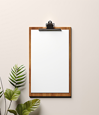 JPG 편집이미지 종이 잎 사람없음 흰색 메뉴판 서류판 목업 카피스페이스 편집실사 AI포토 AI콘텐츠 식물 컬러 사무용품 공백 CG 파일형식