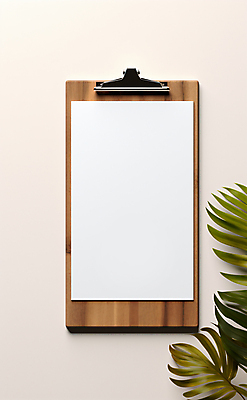 JPG 편집이미지 종이 잎 사람없음 흰색 메뉴판 서류판 목업 카피스페이스 편집실사 AI포토 AI콘텐츠 식물 컬러 사무용품 공백 CG 파일형식