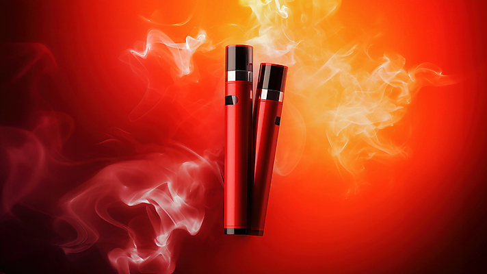 JPG 편집이미지 흡연 사람없음 빨간색 연기 담배연기 전자담배 편집실사 AI컴퓨터그래픽 AI콘텐츠 컬러 담배 CG 파일형식