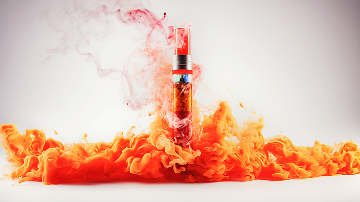 JPG 편집이미지 흡연 사람없음 주황색 연기 전자담배 편집실사 AI컴퓨터그래픽 AI콘텐츠 컬러 담배 CG 파일형식